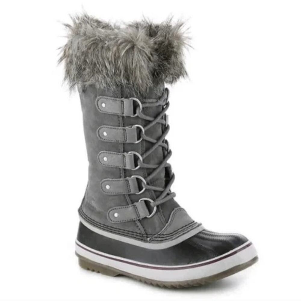 Sorel Joan of Arctic II Fur Snow Boots Waterproof Insulated Gray Suede Size 9